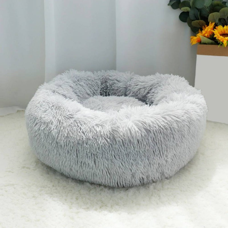 Round Plush Calming Donut Dog Bed for Small to Large Dogs