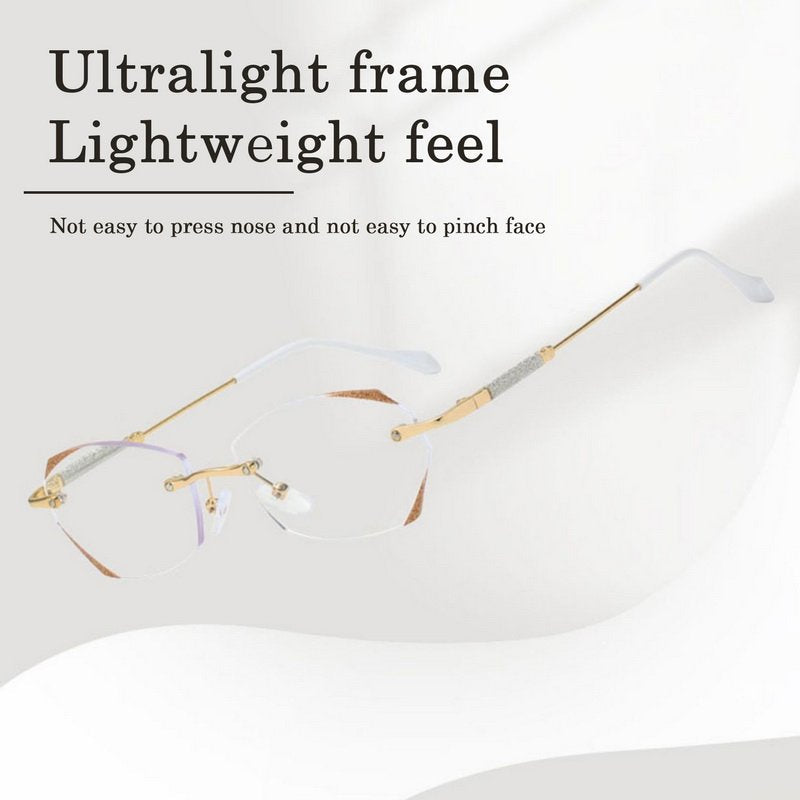 Women’s Diamond Rimless Anti-blue Light Presbyopia Glasses