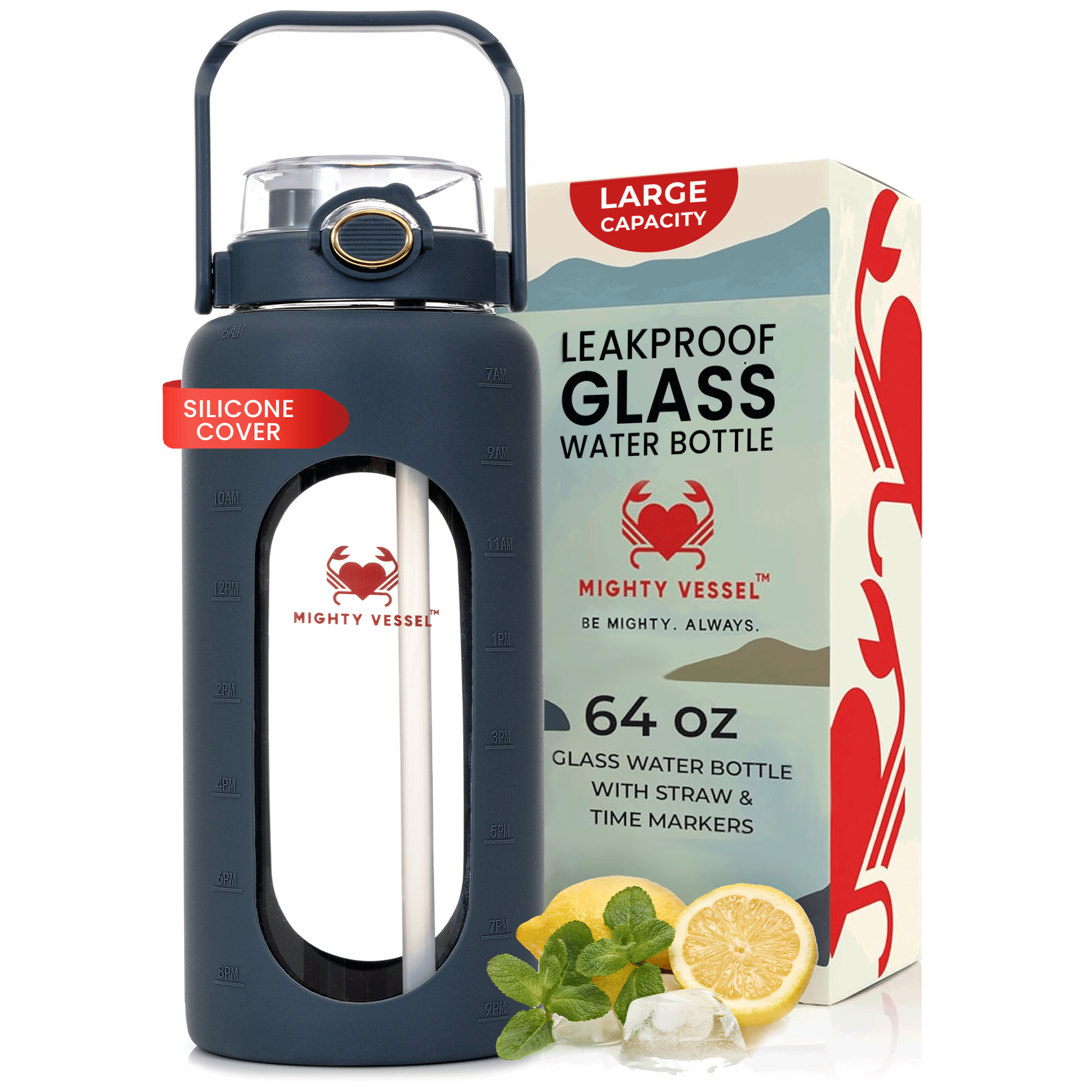 SHATTER-RESISTANT GLASS WATER BOTTLE | 64 OZ