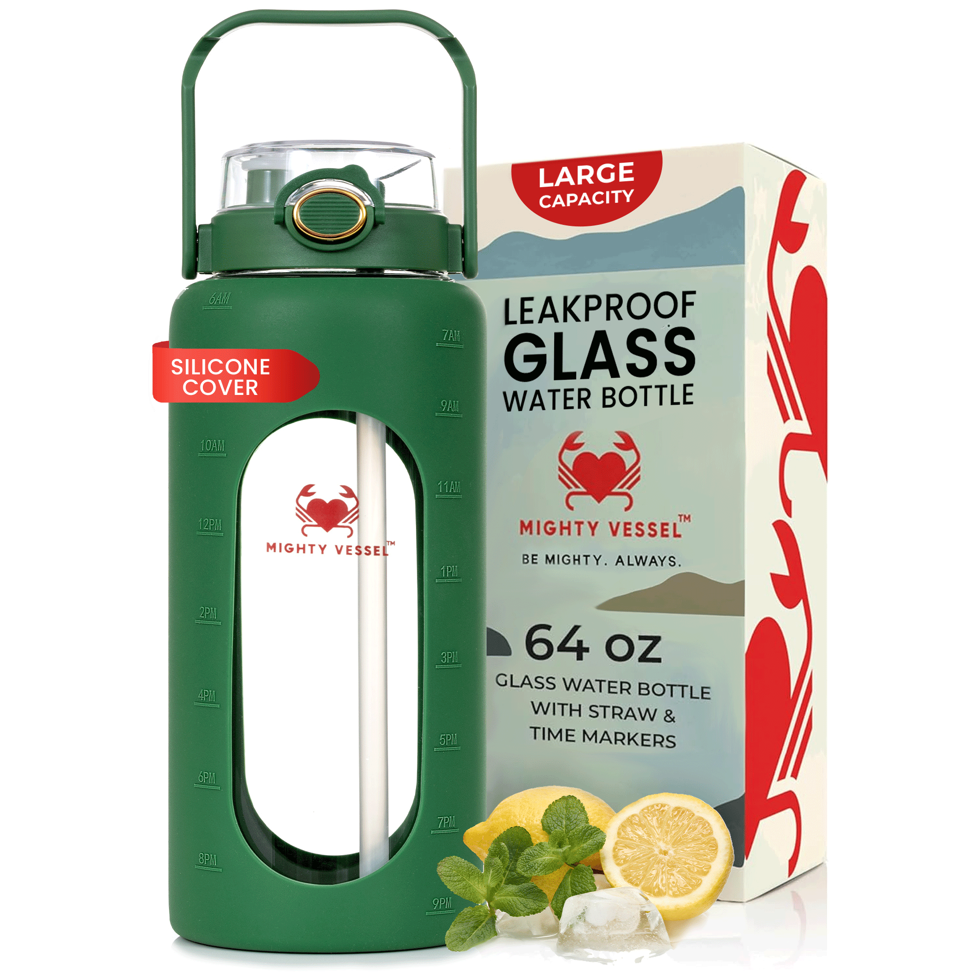 SHATTER-RESISTANT GLASS WATER BOTTLE | 64 OZ