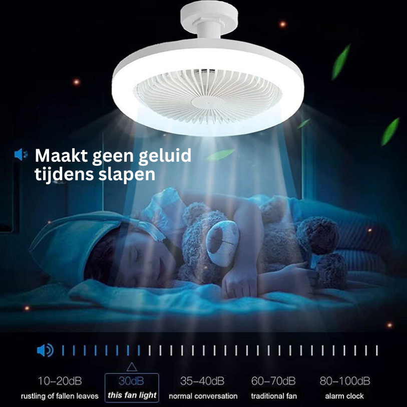 Stropní ventilátor se světlem, šroubujte do jakékoli lampy, s dálkovým ovládáním