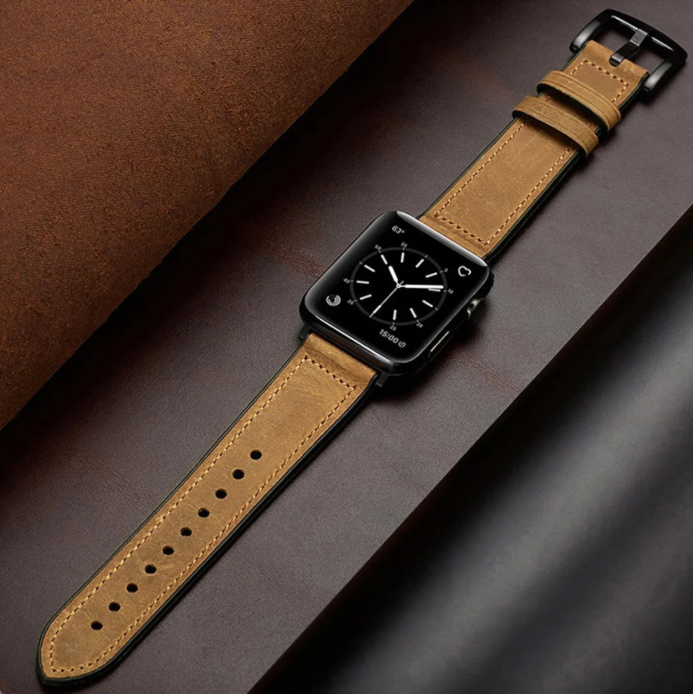 Bracelet de montre en cuir de luxe pour Apple Watch