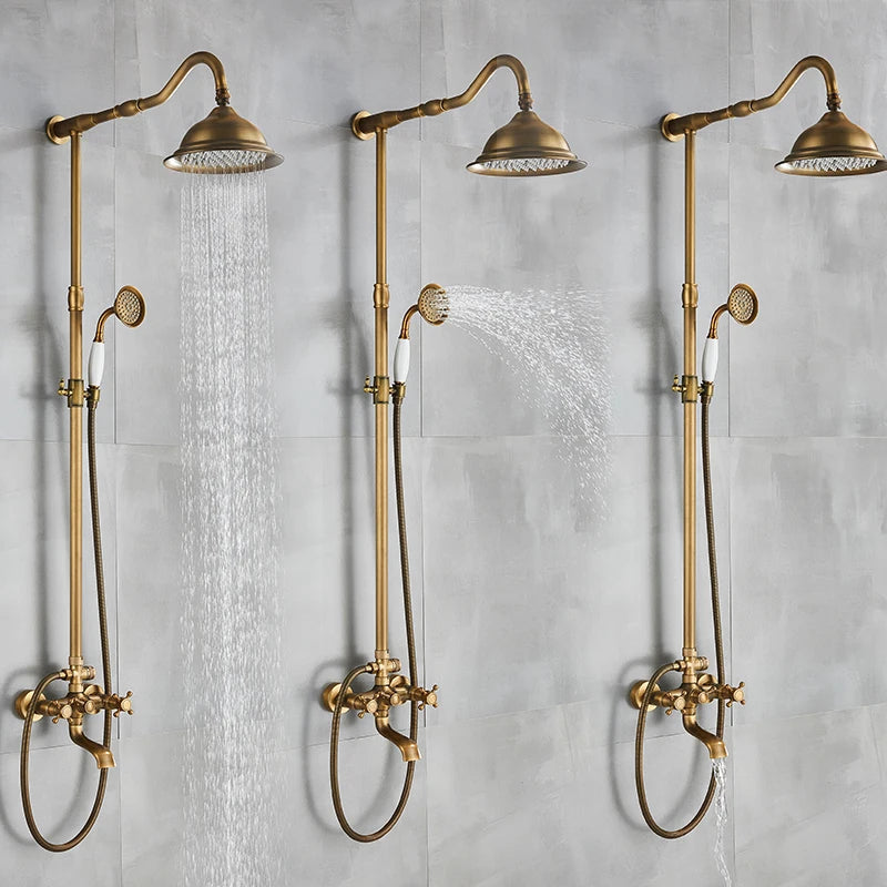 Classic Antique Brass in-wall Bathroom Outdoor Shower System