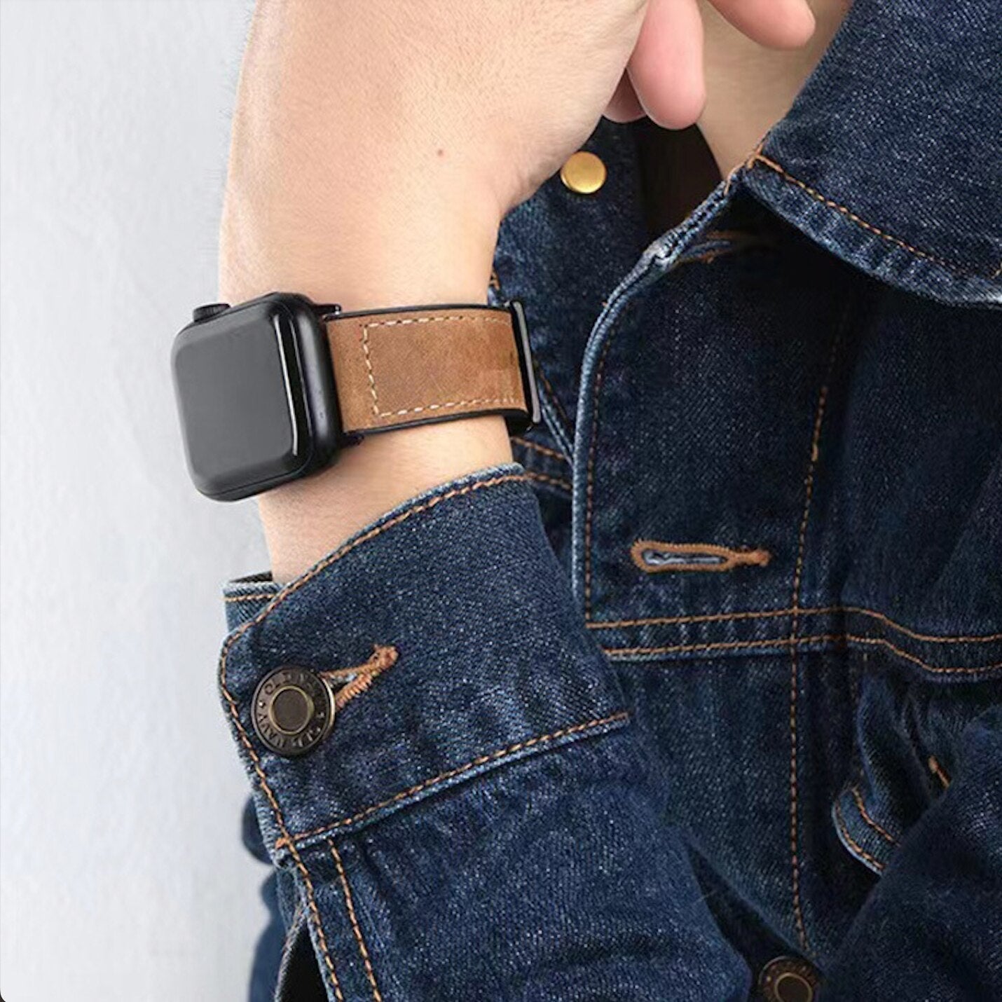 Bracelet de montre en cuir de luxe pour Apple Watch