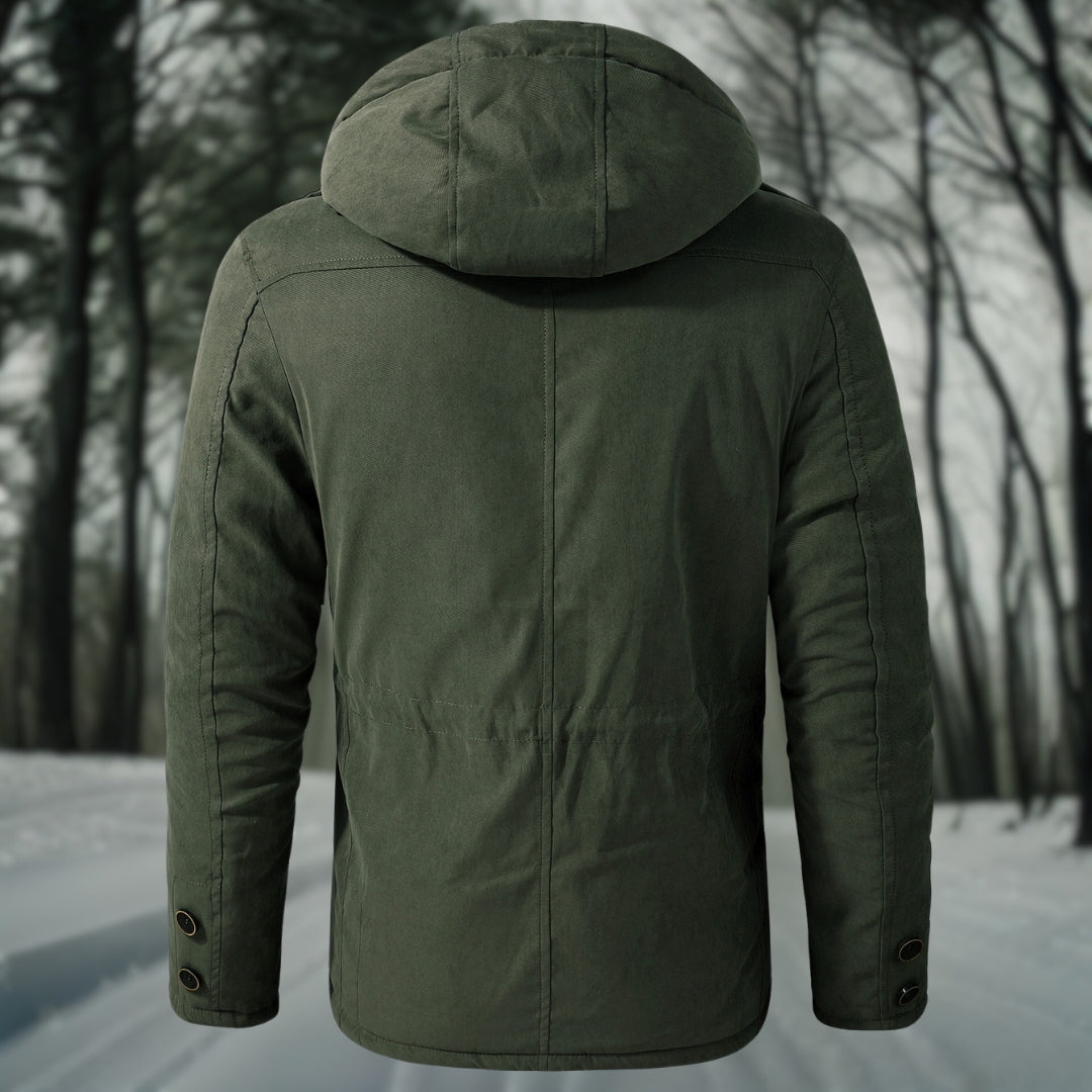 Stylish warm parka jacket for men with hood