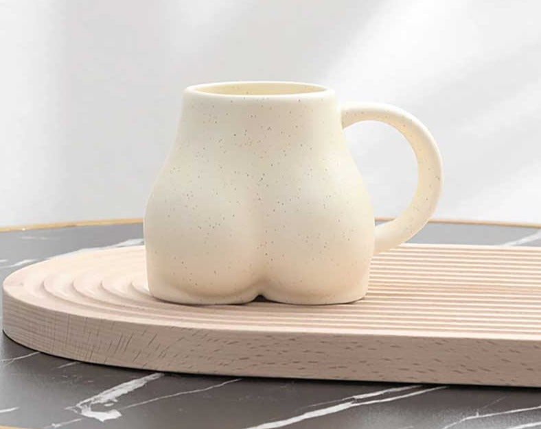 Charming Minimalist Ceramic Chubby Butt Mug - Whimsical Coffee Cup