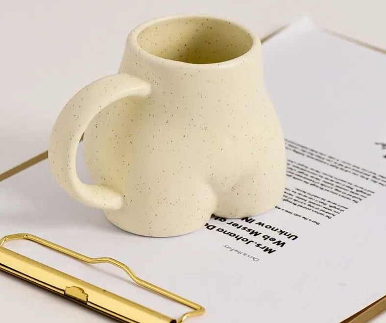 Encantadora taza de cerámica minimalista con trasero regordete - Taza de café caprichosa