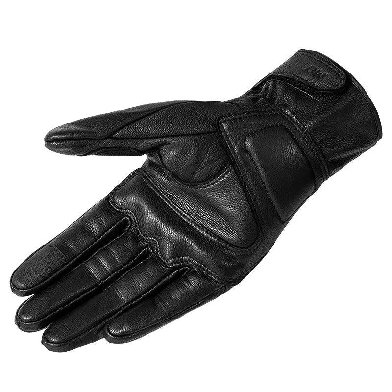 Guantes de moto de cuero con pantalla táctil a prueba de agua