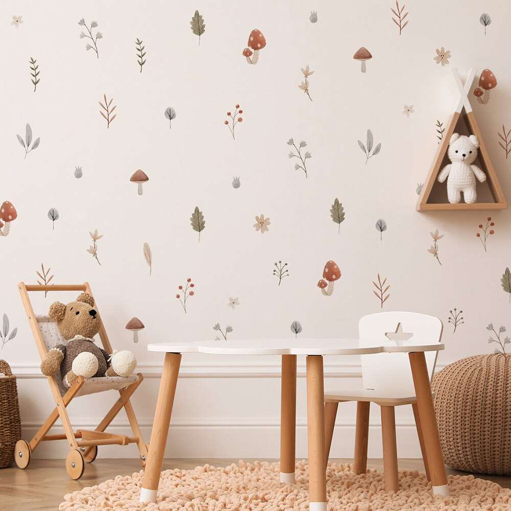 Mystical Mushroom & Floral Magic Wall Sticker Decals