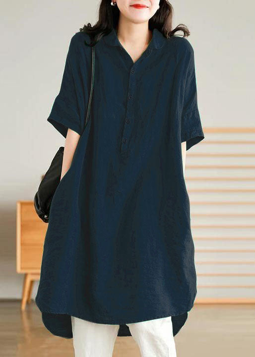 Jade Green Linen Women Casual Linen Shirt Dress