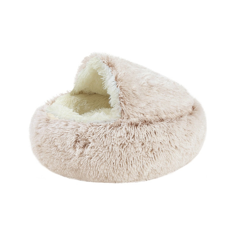 Round Plush Calming Dog/Cat Cave Bed