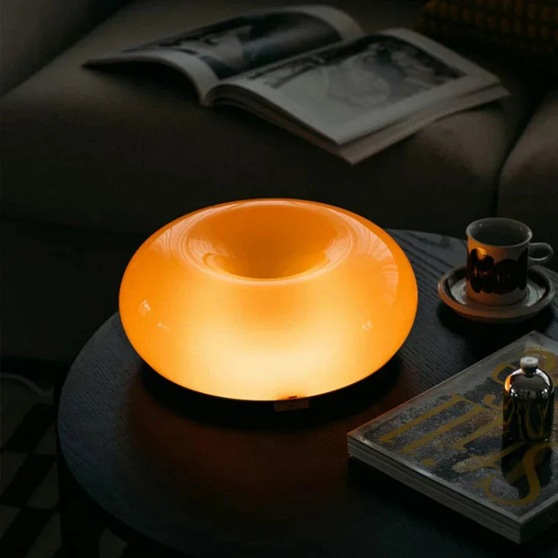 Donut Lamp – LED Dimmable Orange Table & Wall Lamp, Energy-Efficient Glass Light for Living Room, Bedroom, Dorm