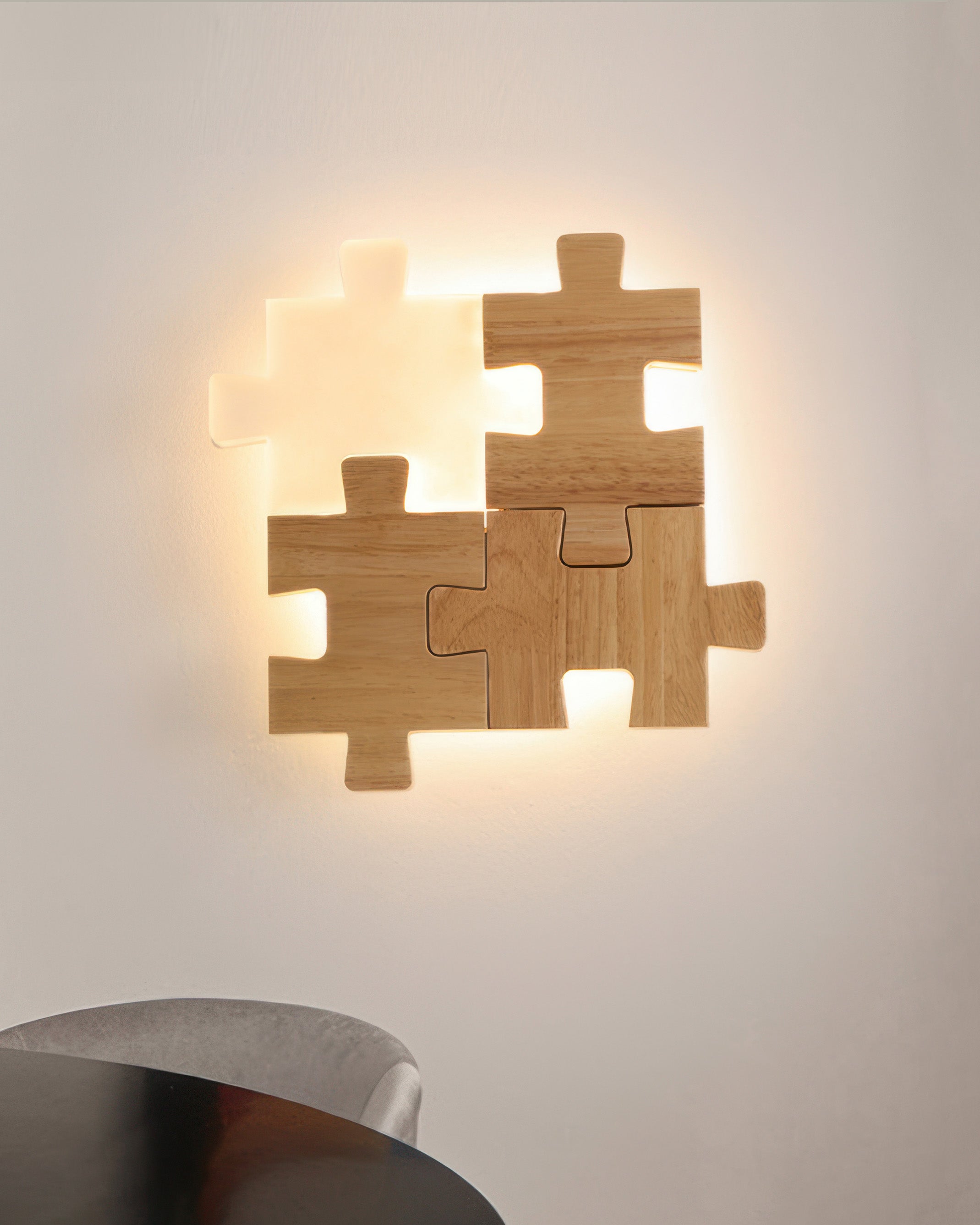 Lampada da parete a LED con luce a puzzle in legno nordico