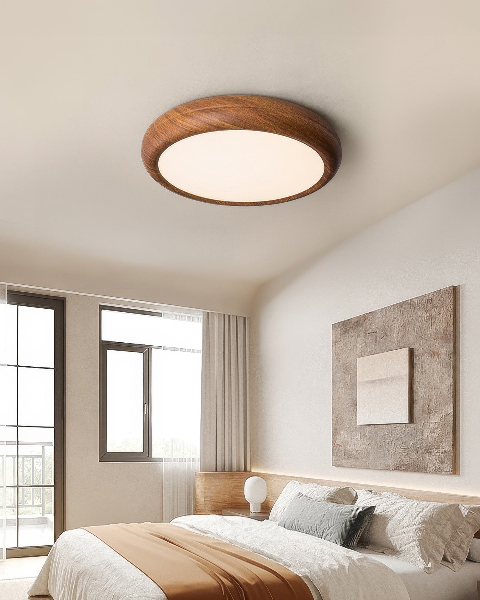 Lampada da soffitto moderna color noce, spettro completo di luce