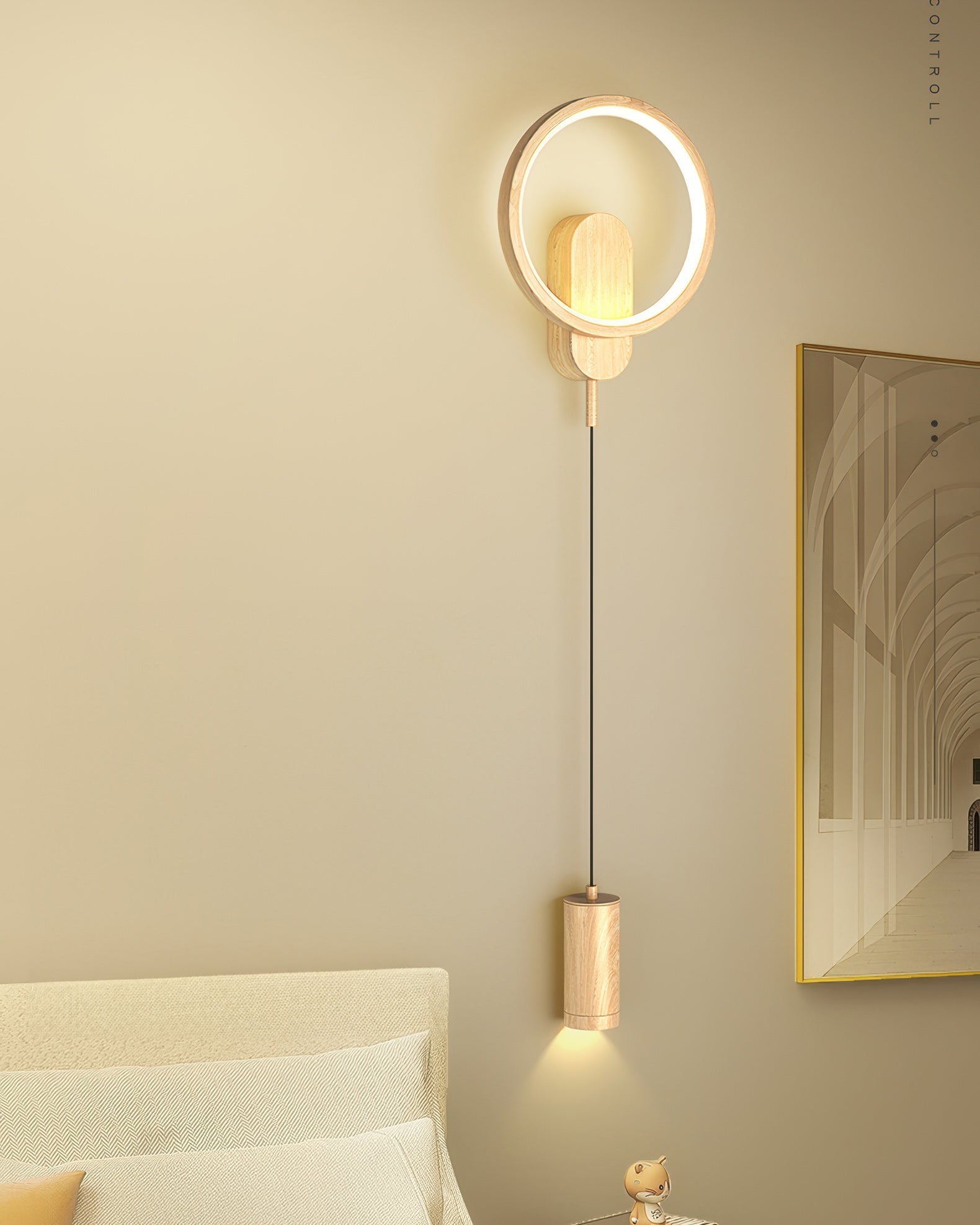 Lampada da parete elegante con venature del legno nordico