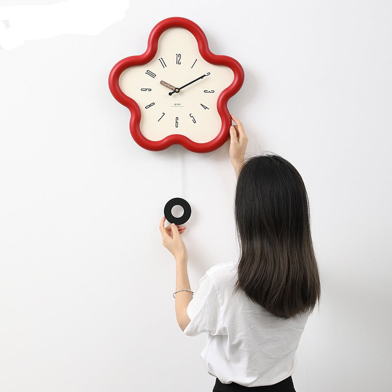 Reloj de péndulo floral 3D: movimiento silencioso, ecológico, perfecto para decoración de dormitorio