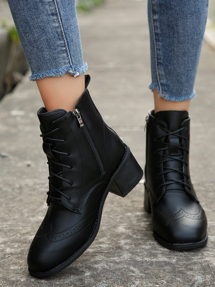 Selena Retro Lace-Up Ankle Boots