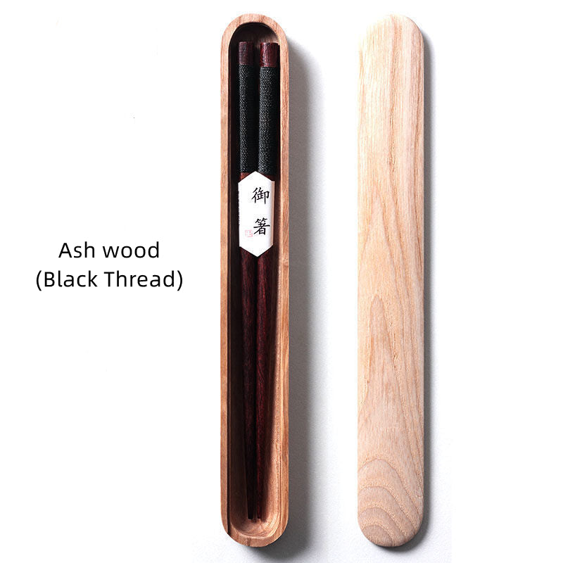 MASU Black Walnut Chopsticks with Decorative Thread in Wooden Box