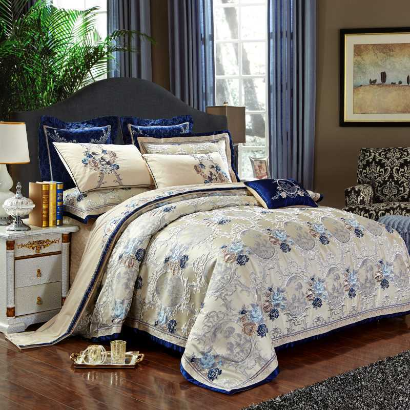 Juego de cama de lujo con estampado de jacquard oriental