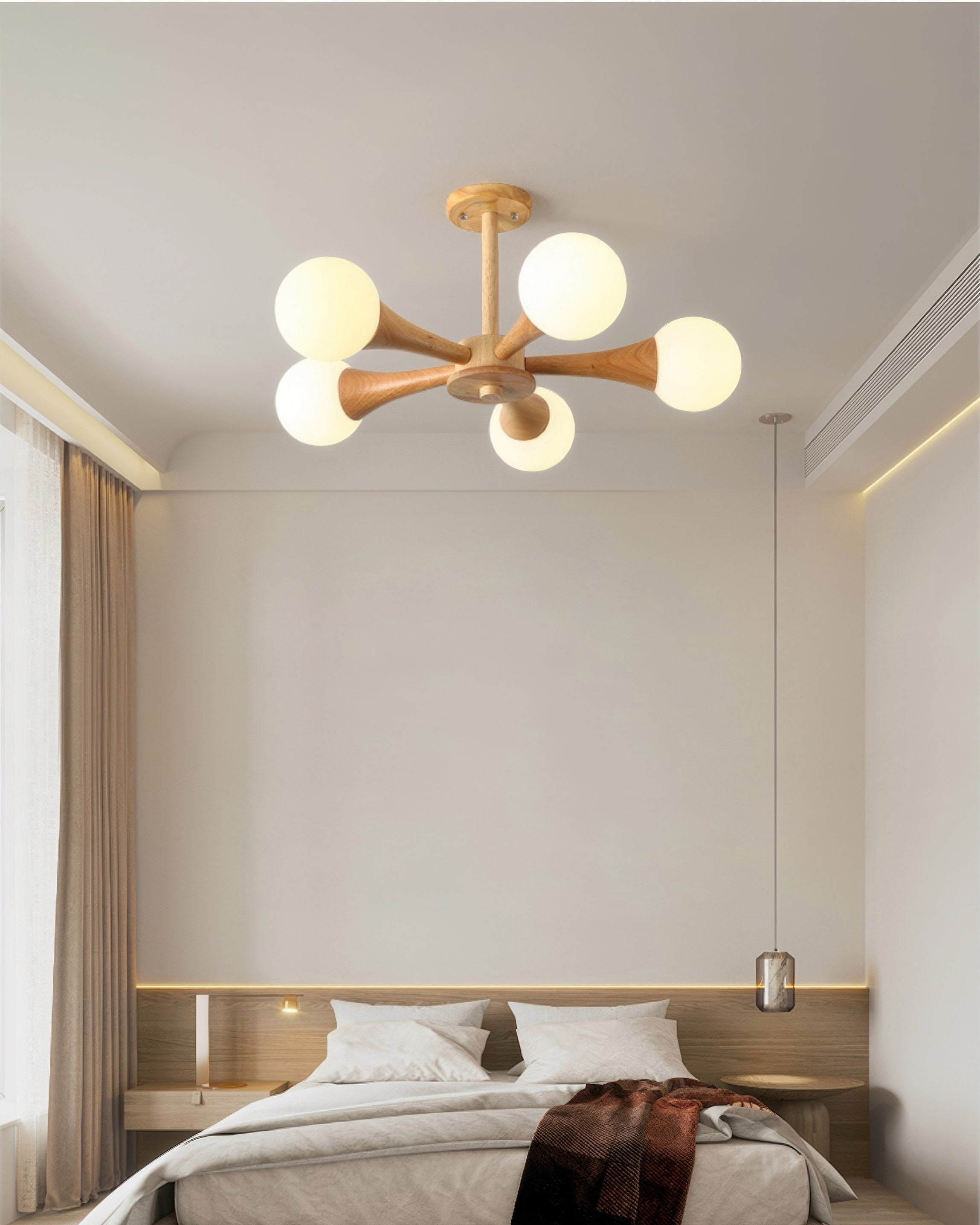 Lampada a sospensione in noce scandinavo Simplicity