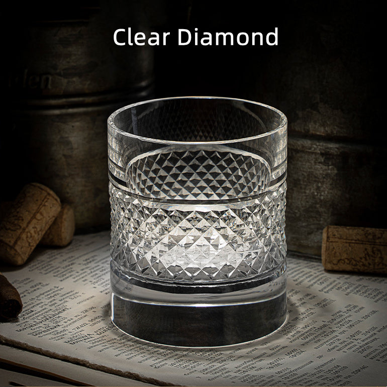 Edo Kiriko Diamond flerfargede whiskyglass med treboks