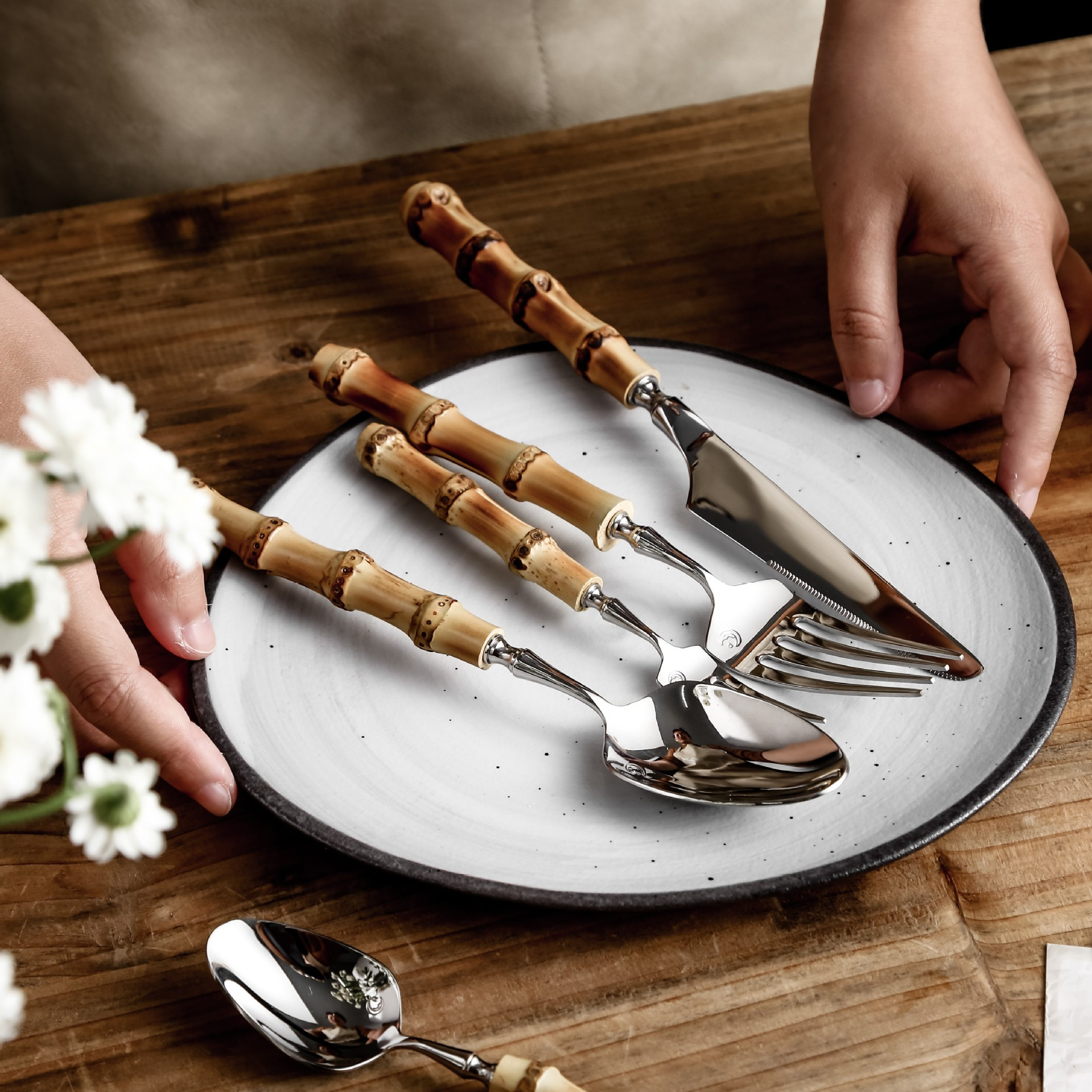 Natural Bamboo Stainless Steel Cutlery Set