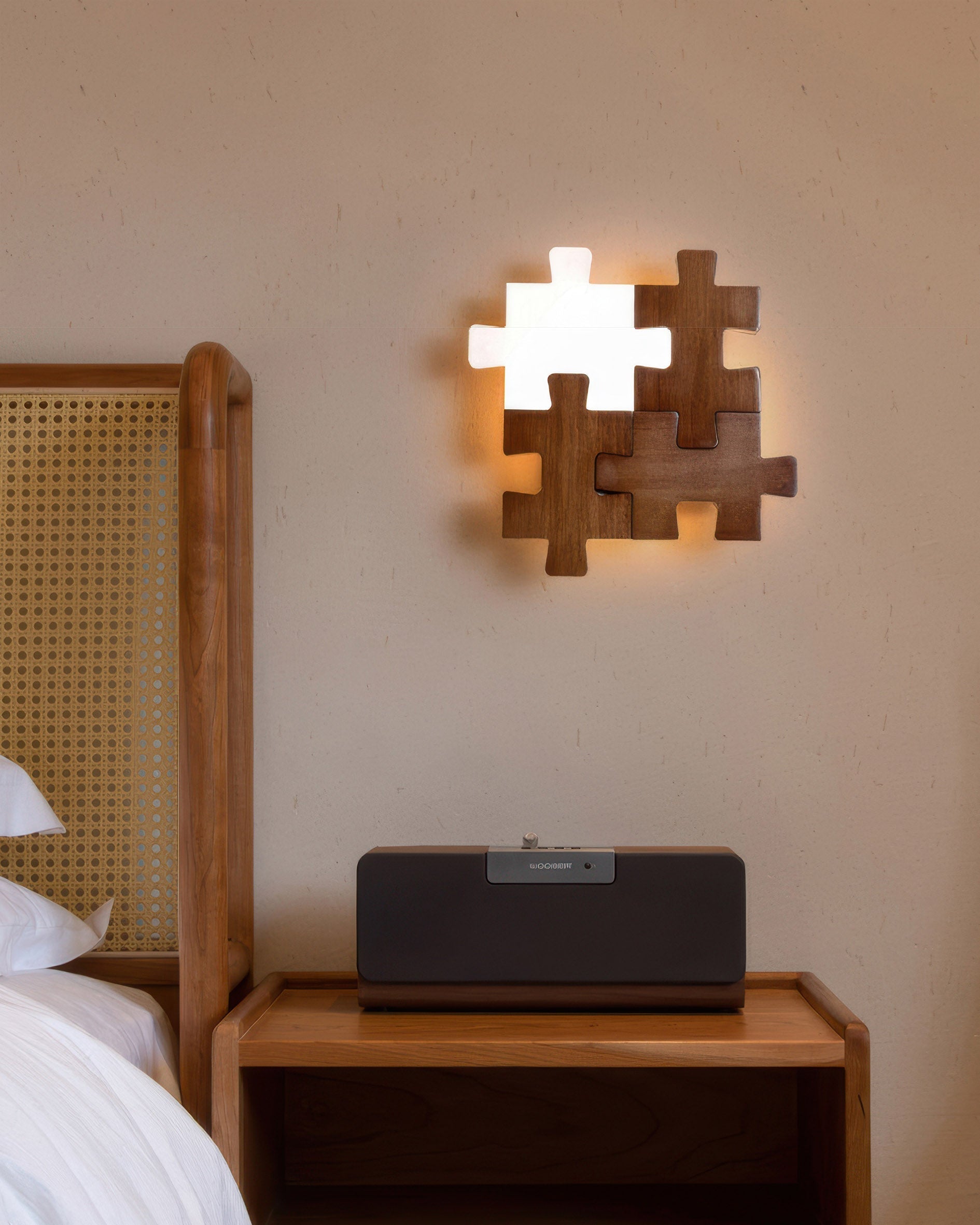 Lampada da parete a LED con luce a puzzle in legno nordico