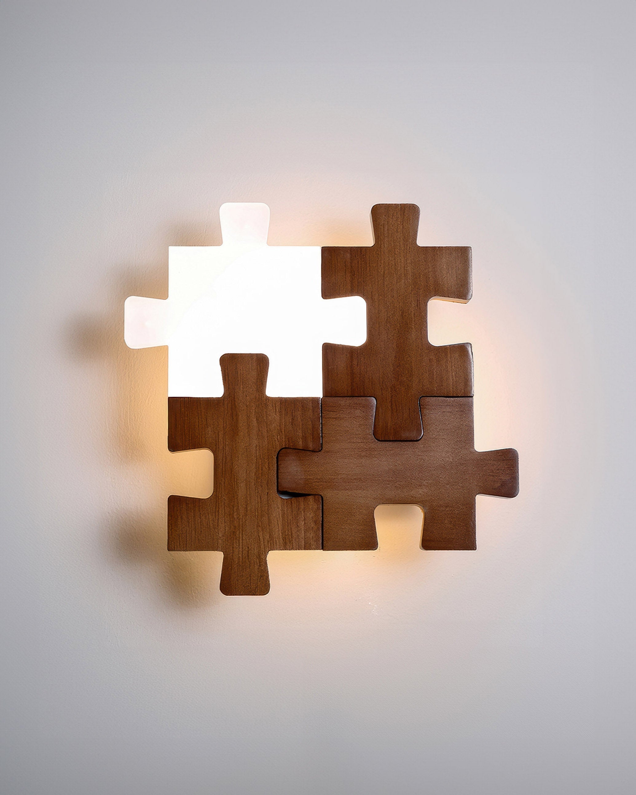 Lampada da parete a LED con luce a puzzle in legno nordico