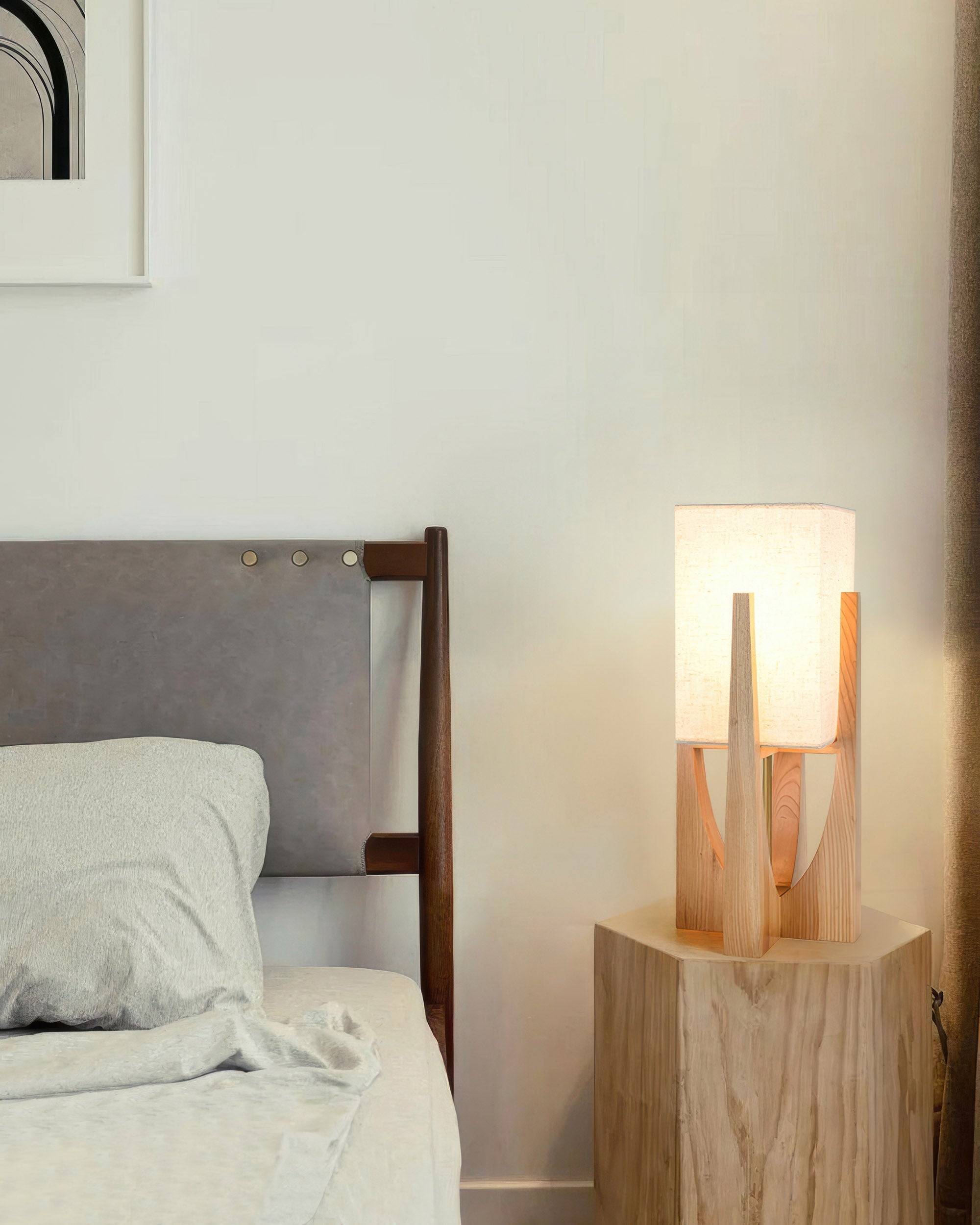 Walnoot vloerlamp in Japanse stijl, eenvoudige massief houten lamp