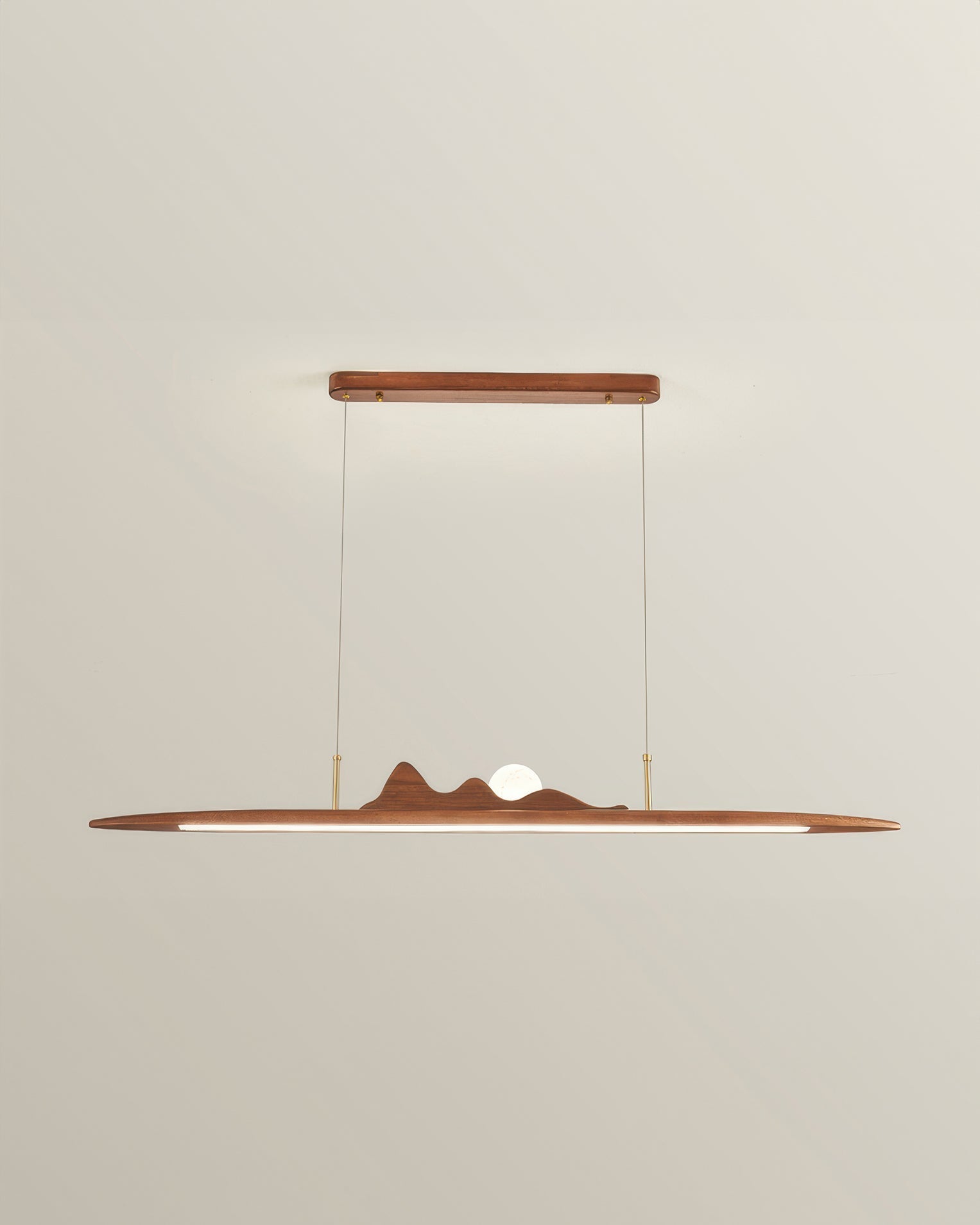 Lampe à suspension en bande de bois Design minimaliste à une ligne