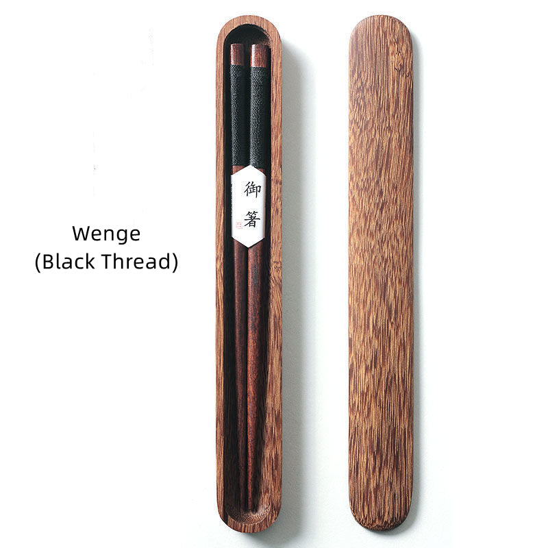 MASU Black Walnut Chopsticks with Decorative Thread in Wooden Box