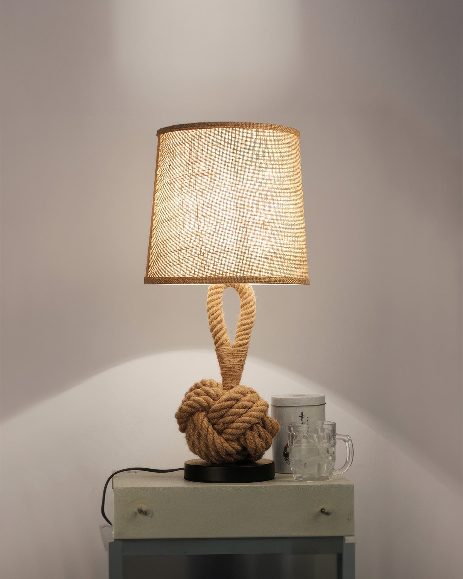 Rustic Hemp Rope Table Lamp