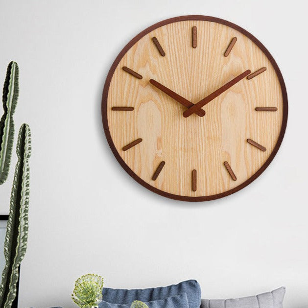 Solid Walnut Wood Battery Operated Clock for Livingroom