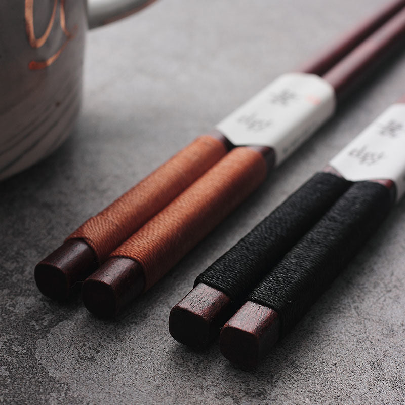 MASU Black Walnut Chopsticks with Decorative Thread in Wooden Box