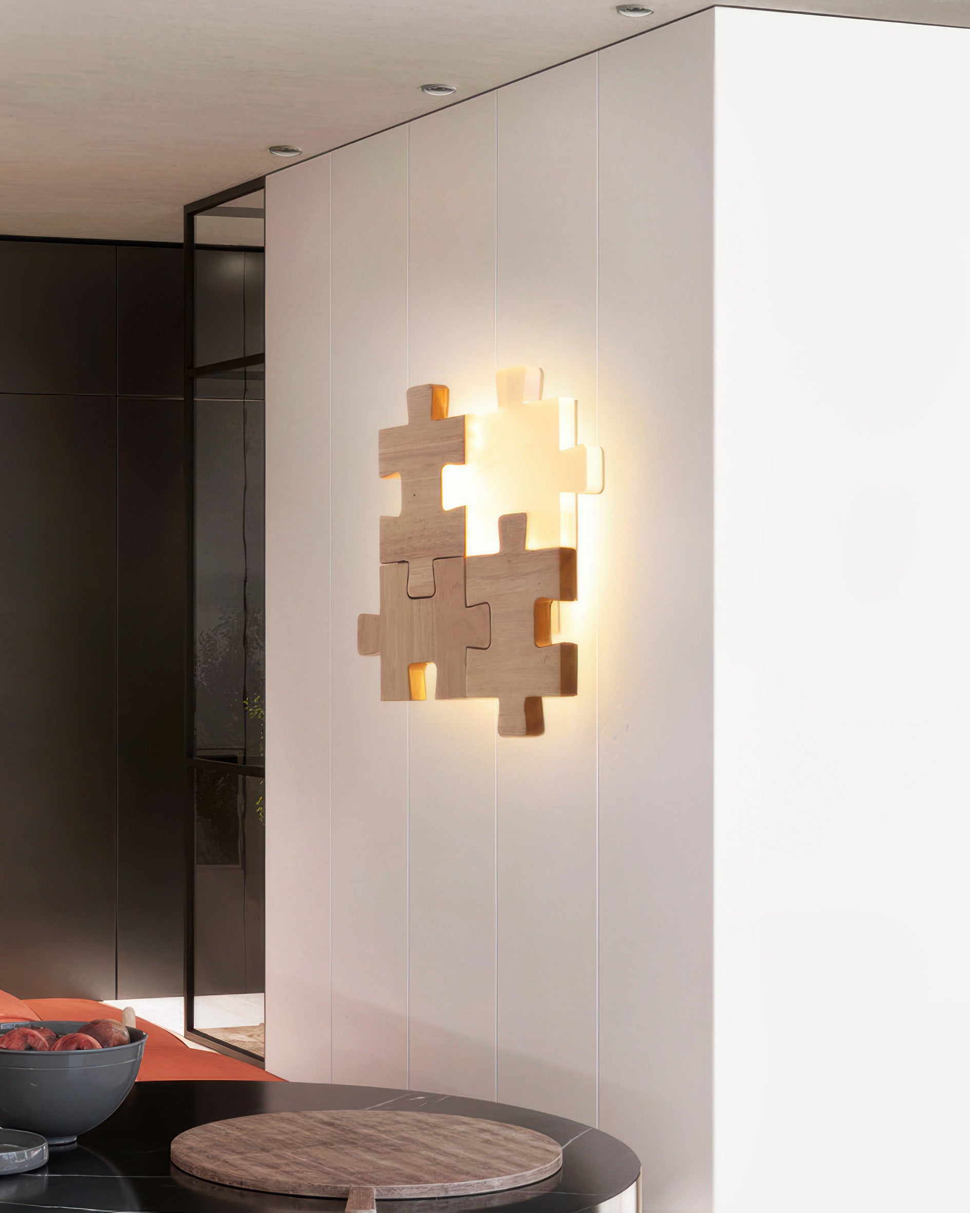 Lampada da parete a LED con luce a puzzle in legno nordico