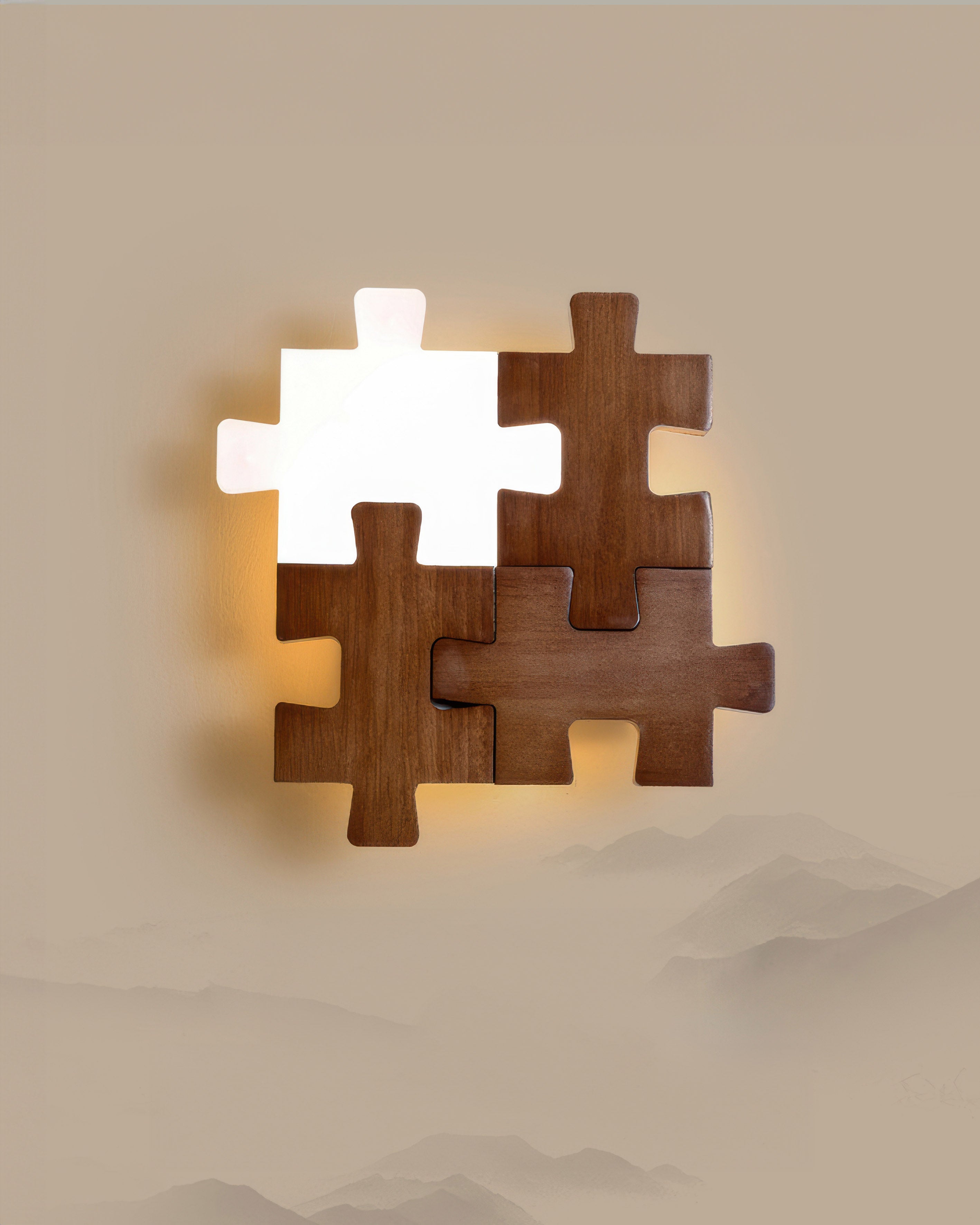 Lampada da parete a LED con luce a puzzle in legno nordico