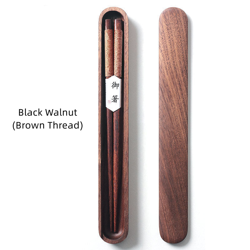 MASU Black Walnut Chopsticks with Decorative Thread in Wooden Box