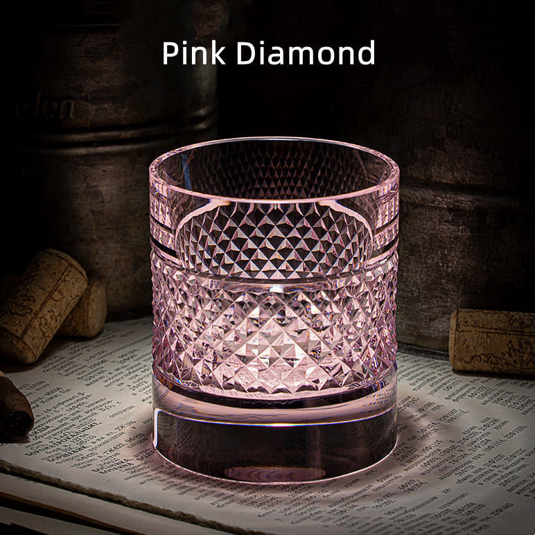 Edo Kiriko Diamond flerfargede whiskyglass med treboks