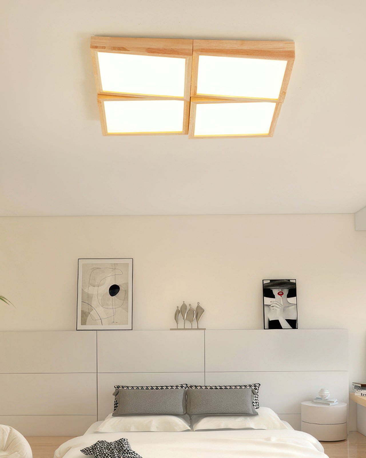 Lampada da soffitto modernista in noce