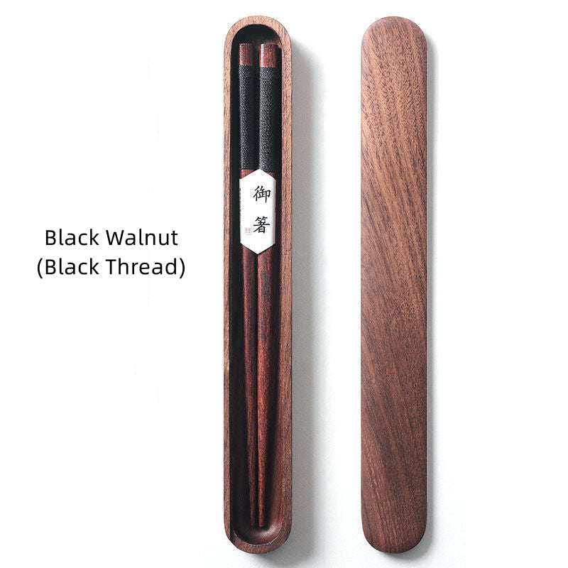 MASU Black Walnut Chopsticks with Decorative Thread in Wooden Box