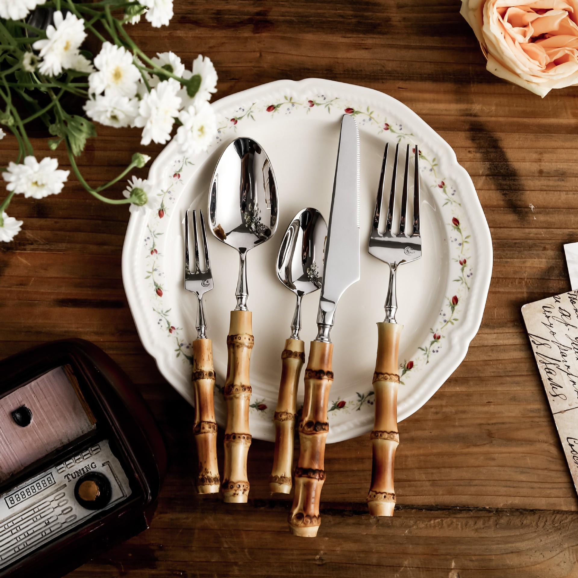 Natural Bamboo Stainless Steel Cutlery Set