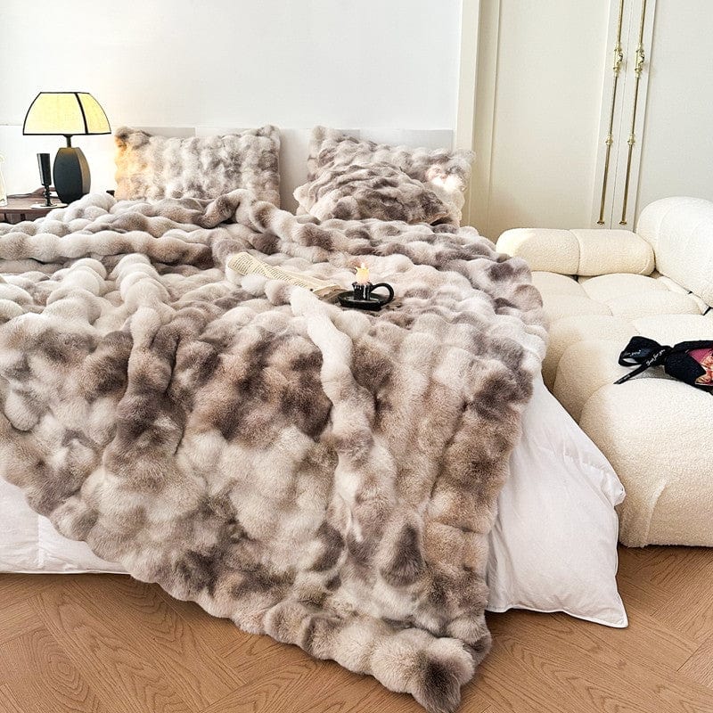 Tie Dye Rabbit Faux-Fur Blanket Throw