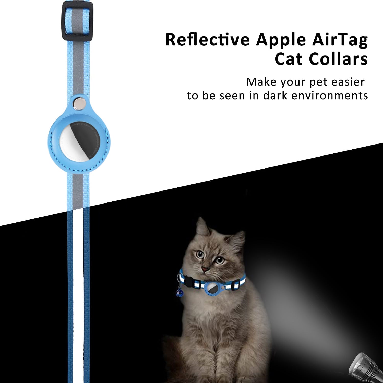 Pawfey Intelligentes Katzenhalsband mit Apple AirTag-Halter