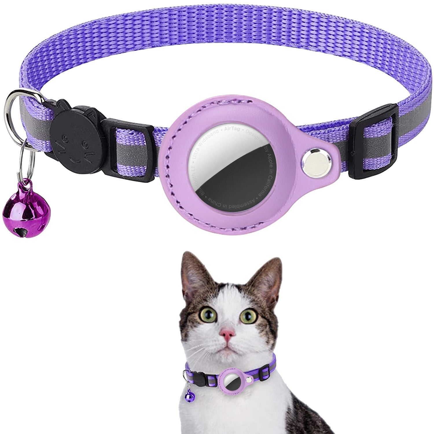 Pawfey Smart Cat Collar med Apple AirTag-hållare