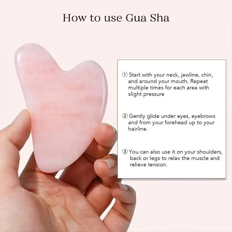 Jade Roller and Gua Sha Stone Set with Resin Massager