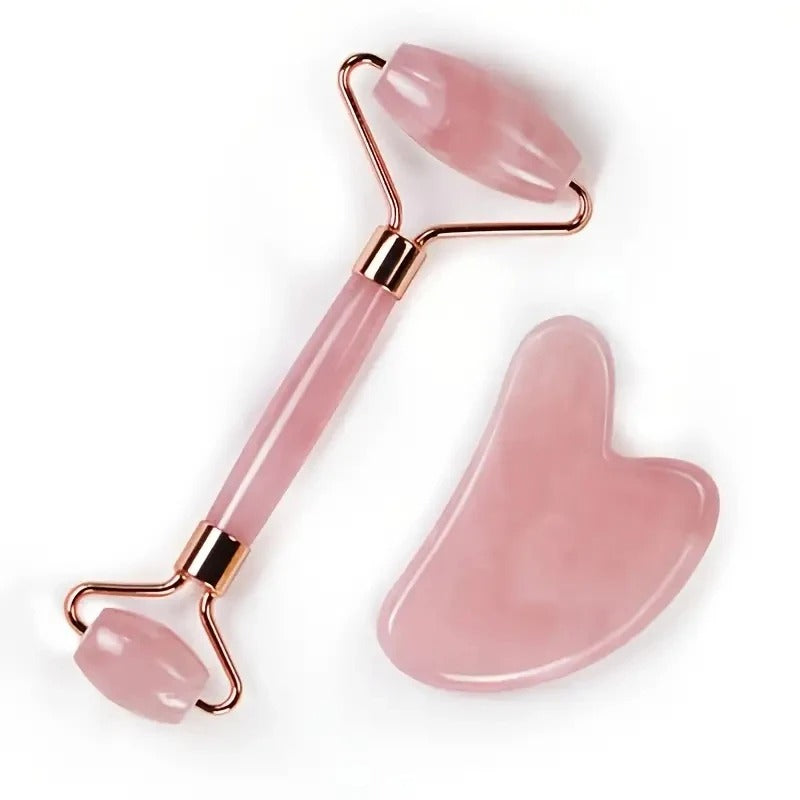 Conjunto de Jade Roller e Pedra Gua Sha com Massageador de Resina