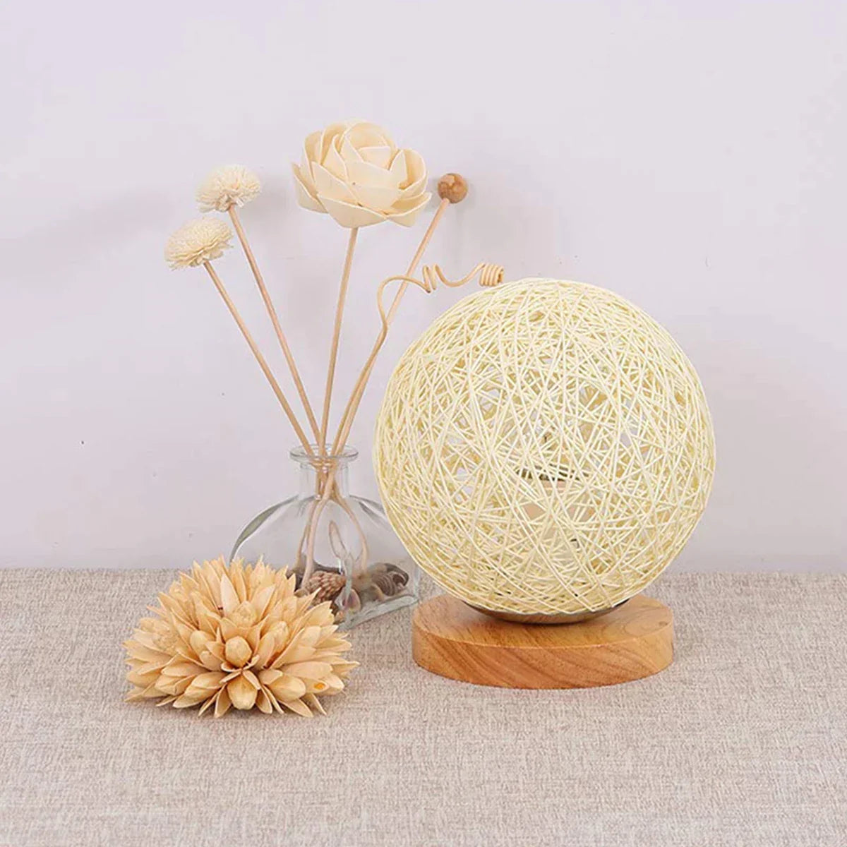 WovenGlow - Rattan Ball Table Lamp