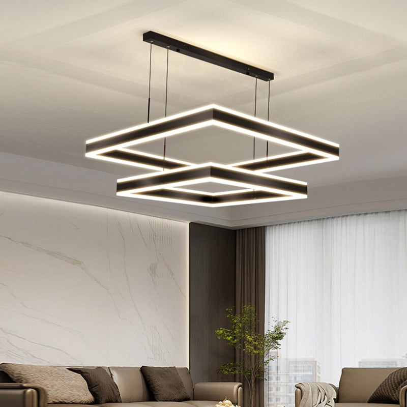 YLK Kare - Lustre led moderne pour salon design carré de luxe