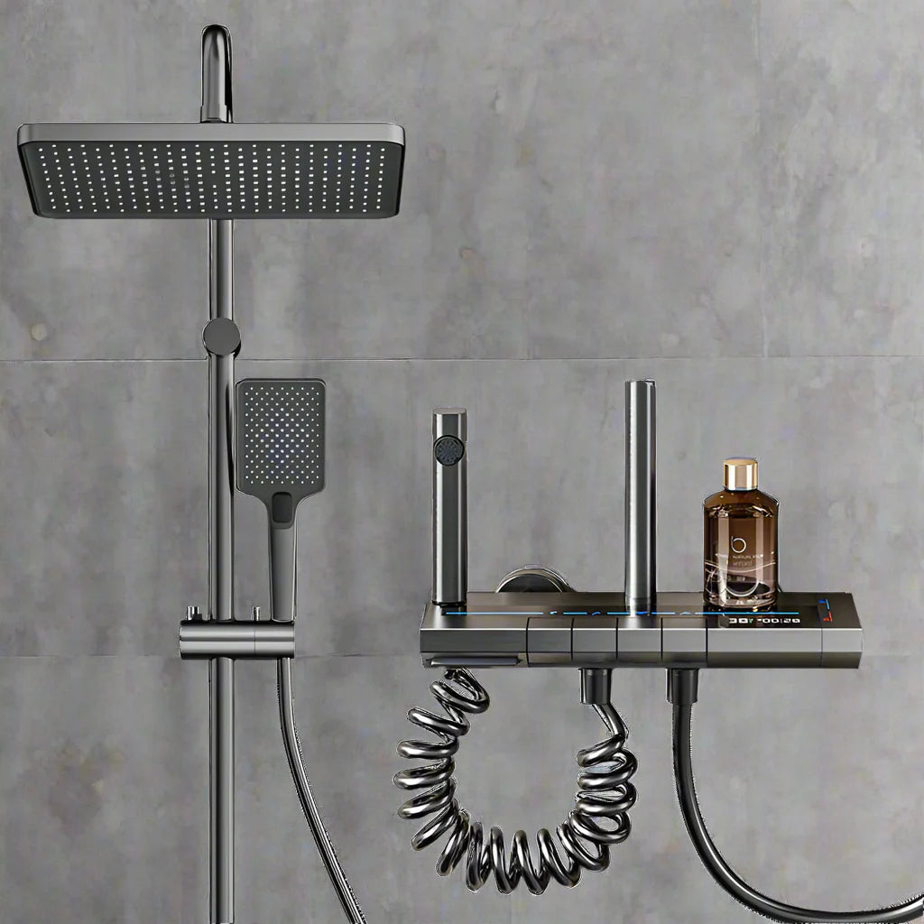 Sara Luxe Rain Shower System - Grey Piano Button Digital Display with Ambient Light