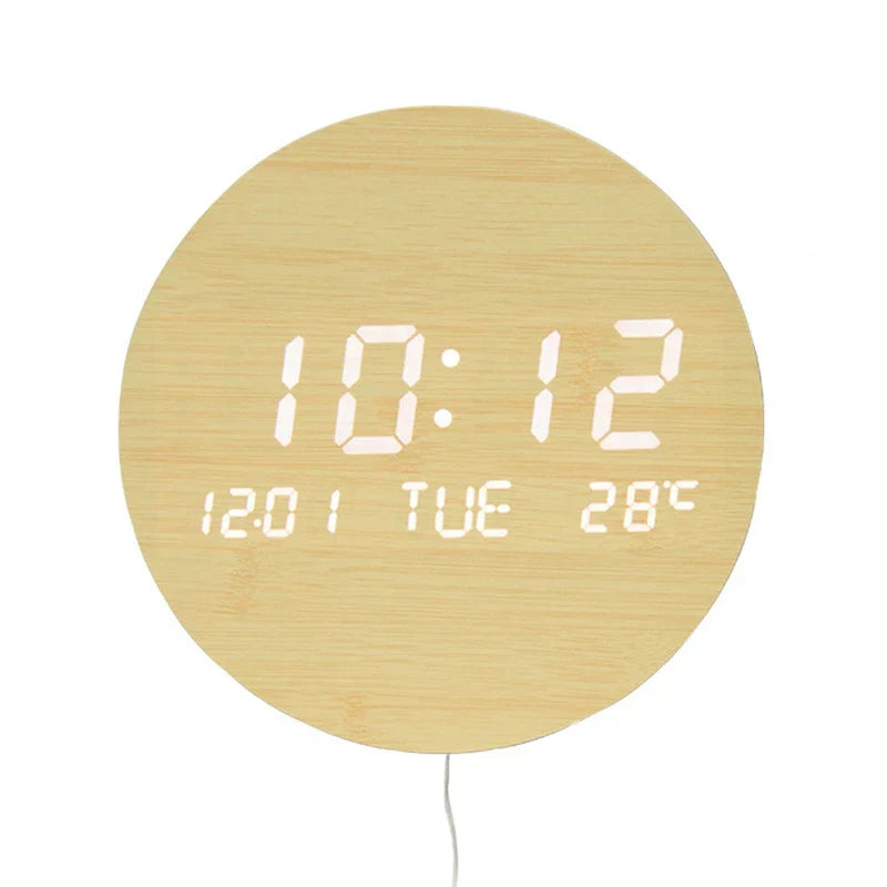 EcoChime – Horloge de bureau en bois avec alarme et affichage LED